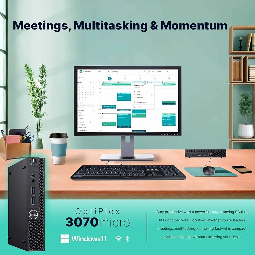 Dell Optiplex 3070 Micro PC | Windows 11 Pro | Intel i5-9500 | 8GB RAM + 250GB SSD | 5G WiFi + BT | Mini Desktop Computer (Renewed)