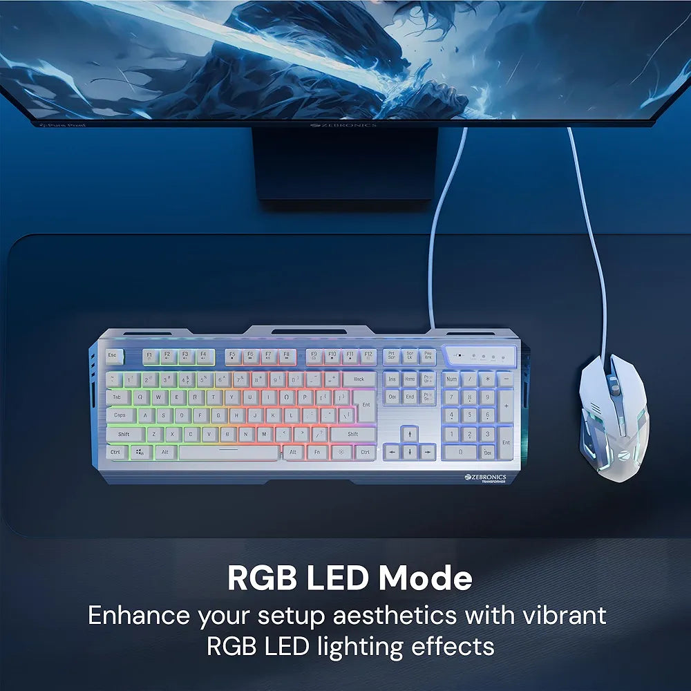 USB Gaming Keyboard & Mouse Combo,Braided Cable,Durable Al Body,Multimedia Keys & Gaming Mouse with 6 Buttons