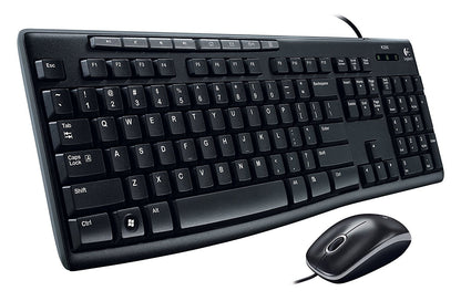Logitech MK200 USB Wired Keyboard and Mouse Combo (Full-Size, Media Keys, Black)