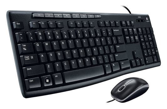 Logitech MK200 USB Wired Keyboard and Mouse Combo (Full-Size, Media Keys, Black)