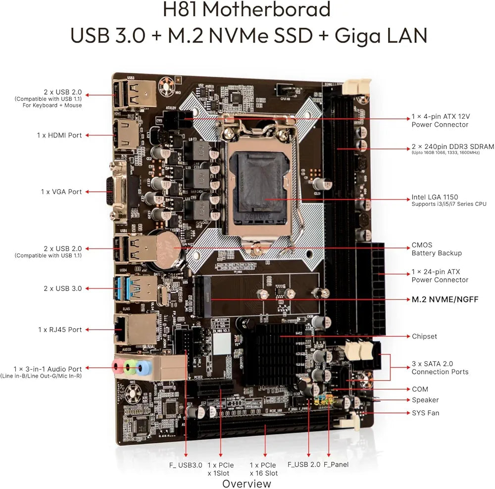 Desktop PC,Core i7-4770/90 Turbo | 16GB RAM | 512GB M.2 NVMe SSD 2 Years Warranty