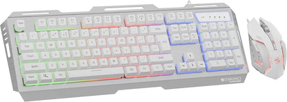 USB Gaming Keyboard & Mouse Combo,Braided Cable,Durable Al Body,Multimedia Keys & Gaming Mouse with 6 Buttons