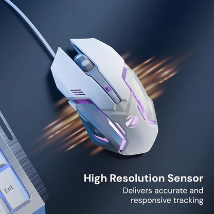 USB Gaming Keyboard & Mouse Combo,Braided Cable,Durable Al Body,Multimedia Keys & Gaming Mouse with 6 Buttons