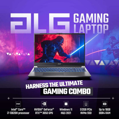 ALG AL15G-53 Gaming Laptop [CI7-13620H/16GB/512GB SSD/Win11 Home/15.6"/RTX3050 6GB/Grey] koi