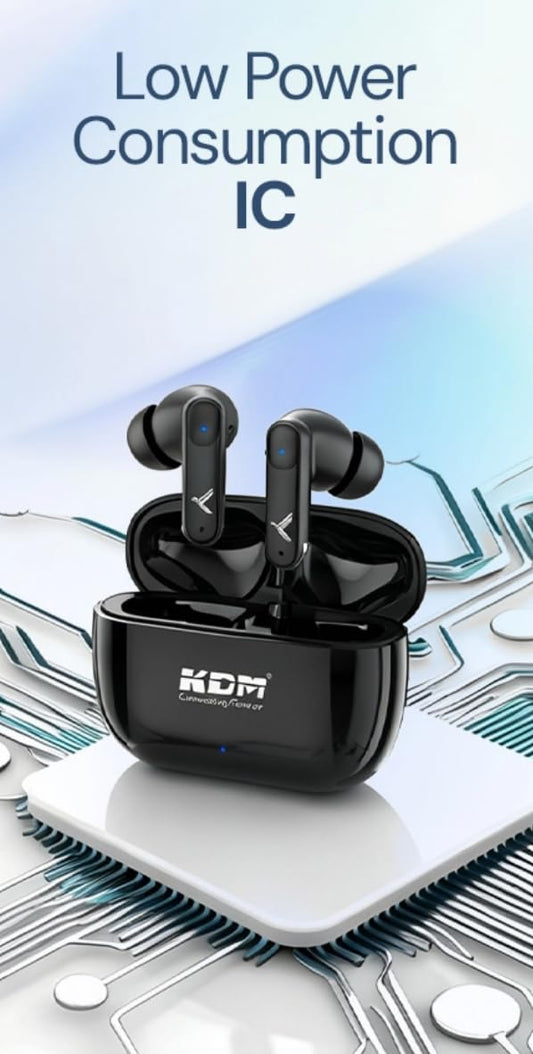KDM W3 JiyoPods Bluetooth 6.0 Wireless Earbuds, 28H Total Playtime, Low Power IC, 5H Music & 6H Call Time, Type-C Fast Charging (90 Min)