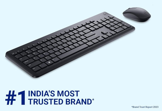 Dell KM3322W Wireless USB Keyboard and Mouse Combo (Full-Size, Hot Keys, 1000 DPI, Black)
