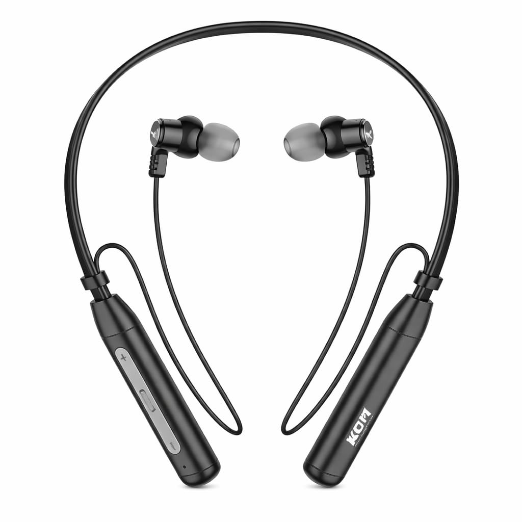 KDM A2 Glamour Wireless Neckband Earphones, Bluetooth 5.3, 24 Hours Playtime, Type-C Charging, Black