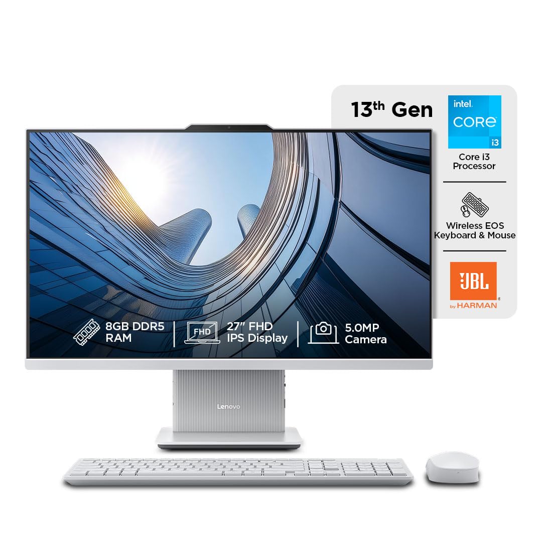 Lenovo IdeaCentre AIO 27" All-in-One Desktop [i3-1315U 13th Gen/8GB DDR5/512GB SSD/Win11/Office 24/Cloud Grey] F0HM00PKIN