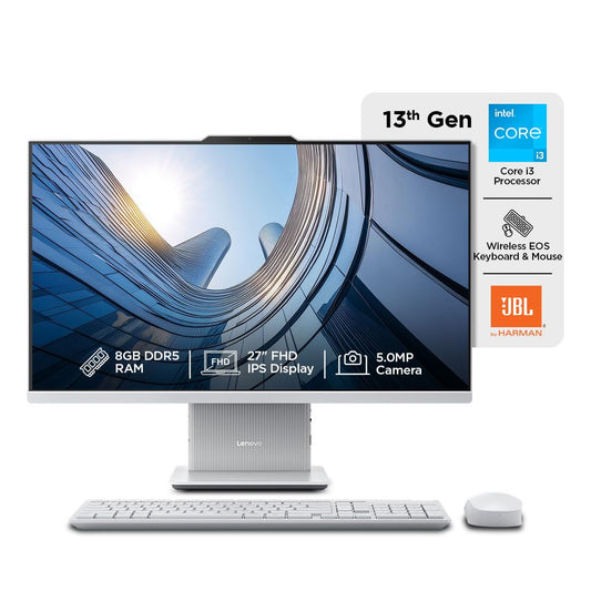 Lenovo IdeaCentre AIO 27" All-in-One Desktop [i3-1315U 13th Gen/8GB DDR5/512GB SSD/Win11/Office 24/Cloud Grey] F0HM00PKIN