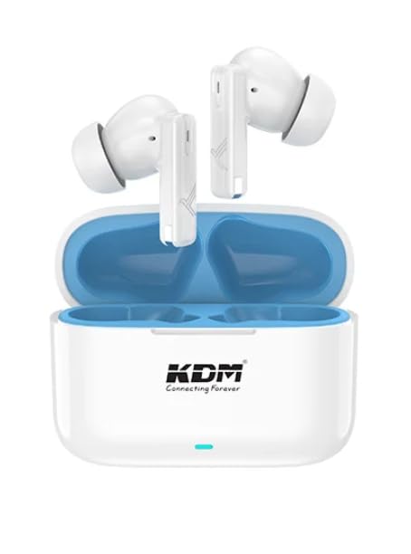 KDM W3 StartPods Bluetooth 5.4 Wireless Earbuds, 30H Total Playtime, 5H Music & 6H Call Time, Low Power IC, 15m Range, Type-C Fast Charging (90 Min)