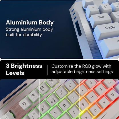 USB Gaming Keyboard & Mouse Combo,Braided Cable,Durable Al Body,Multimedia Keys & Gaming Mouse with 6 Buttons