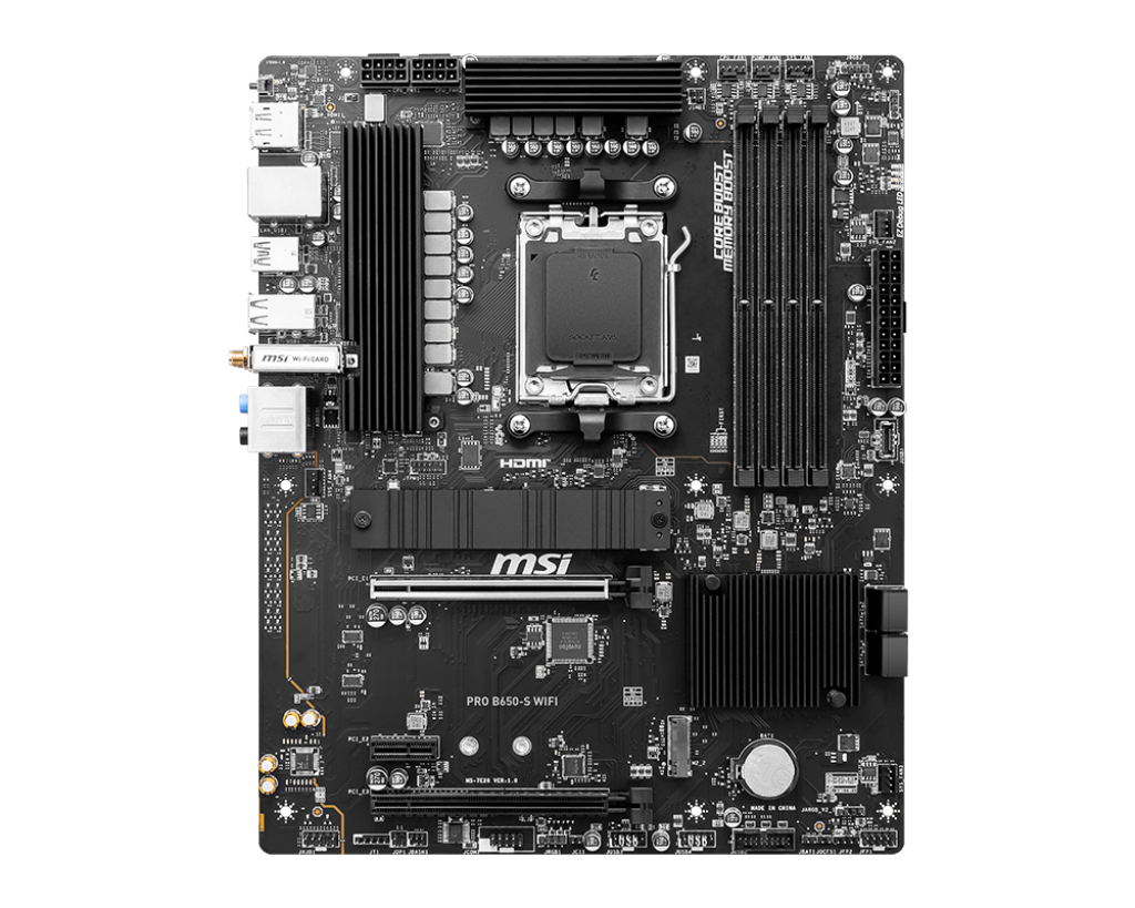 MSI PRO B650-S WIFI AMD AM5 Motherboard (DDR5/PCIe 4.0/Wi-Fi 6E/USB 3.2 Gen2)