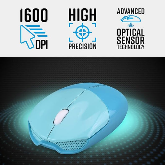 ZEBRONICS Companion 301 2.4GHz Wireless Keyboard & Mouse Combo - Retro Style, 104+12 Multimedia Keys, 1600 DPI - Zeb-Companion 301 (Aqua Green)