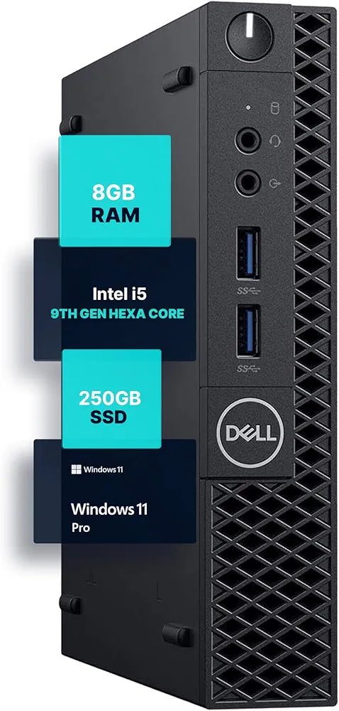 Dell Optiplex 3070 Micro PC | Windows 11 Pro | Intel i5-9500 | 8GB RAM + 250GB SSD | 5G WiFi + BT | Mini Desktop Computer (Renewed)