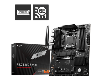 MSI PRO B650-S WIFI AMD AM5 Motherboard (DDR5/PCIe 4.0/Wi-Fi 6E/USB 3.2 Gen2)