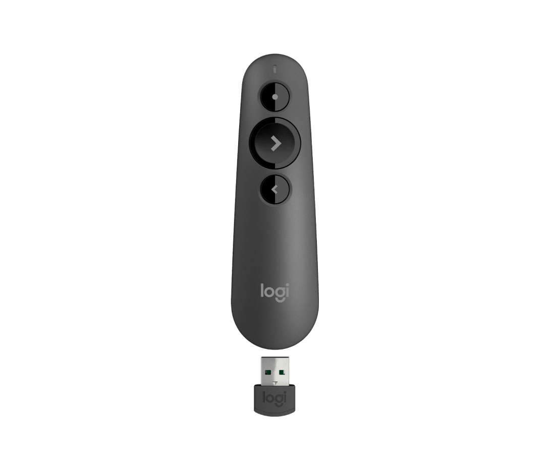 Logitech R500 Wireless Presenter with Red Laser Pointer (USB & Bluetooth, 20M Range, Graphite)