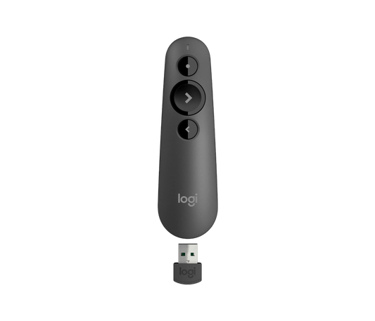 Logitech R500 Wireless Presenter with Red Laser Pointer (USB & Bluetooth, 20M Range, Graphite)